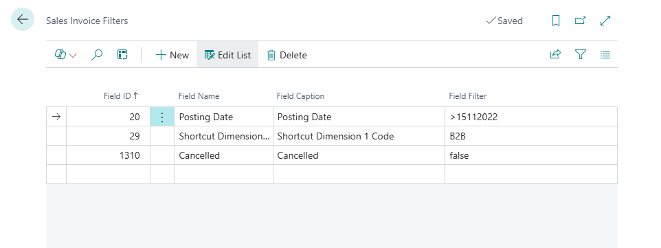 Sales Invoice Filters